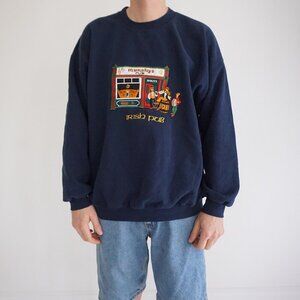 VTG Gildan Navy Heavyweight Cotton Murray's Pub Irish Pub Crewneck Sweater XL